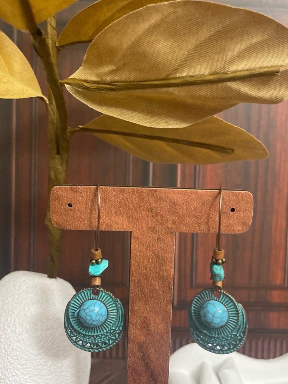 Turquoise Disc Dangle Earrings for Women